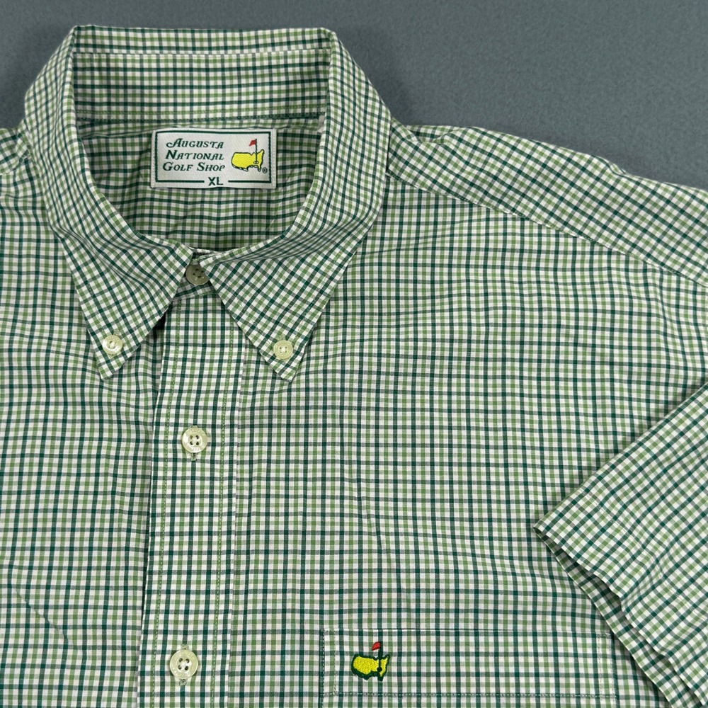 Augusta National Golf Shop Masters Green Gingham Check Shirt Mens XL Cotton